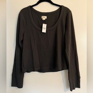 UpWest Slate Gray Cropped Waffle Shirt